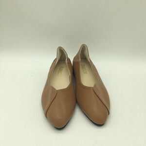 Brown Pointed Toe Pumps Chunky Low Heel Slip On Office Dress Shoes